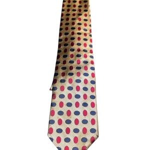 Lands' End Gold Tie with Red and Blue Dots
